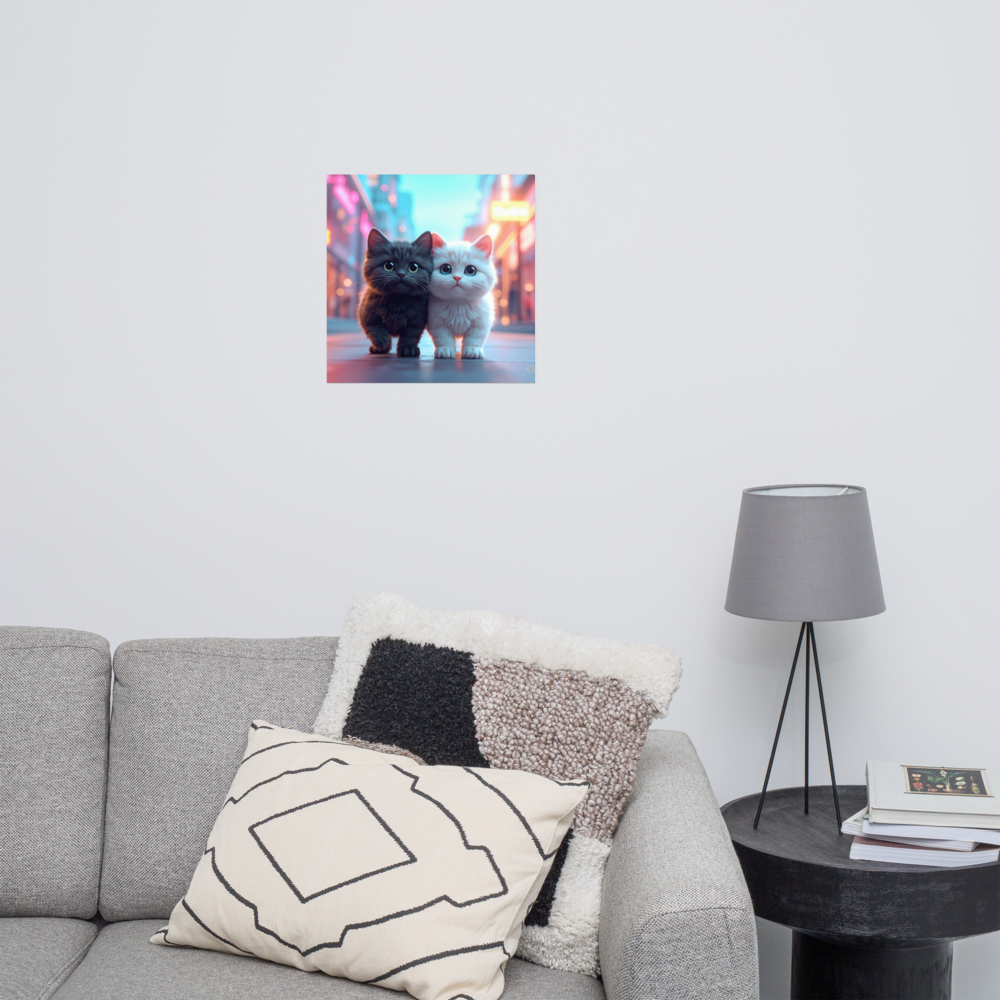 Black and White kitten Poster